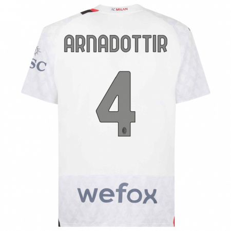 Kandiny Niño Camiseta Guony Arnadottir #4 Blanco 2ª Equipación 2023/24 La Camisa Chile