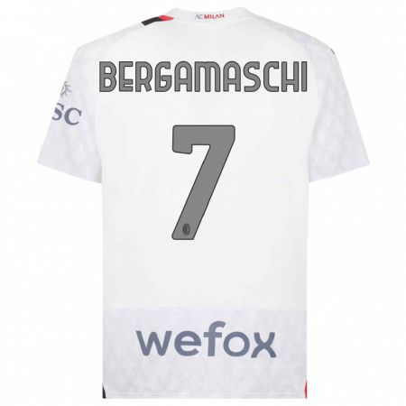 Kandiny Niño Camiseta Valentina Bergamaschi #7 Blanco 2ª Equipación 2023/24 La Camisa Chile