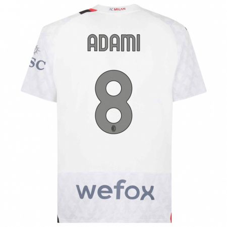 Kandiny Niño Camiseta Greta Adami #8 Blanco 2ª Equipación 2023/24 La Camisa Chile