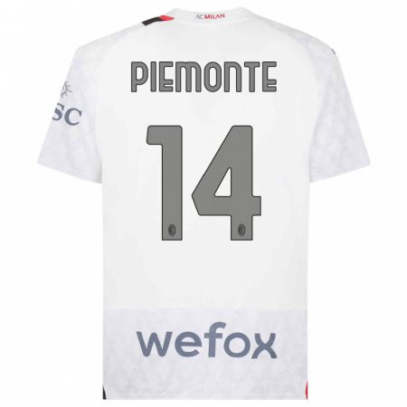 Kandiny Niño Camiseta Martina Piemonte #14 Blanco 2ª Equipación 2023/24 La Camisa Chile