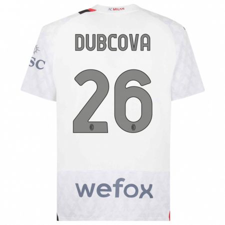 Kandiny Niño Camiseta Michaela Dubcova #26 Blanco 2ª Equipación 2023/24 La Camisa Chile