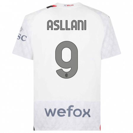 Kandiny Niño Camiseta Kosovare Asllani #9 Blanco 2ª Equipación 2023/24 La Camisa Chile