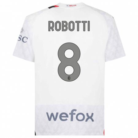 Kandiny Niño Camiseta Giovanni Robotti #8 Blanco 2ª Equipación 2023/24 La Camisa Chile