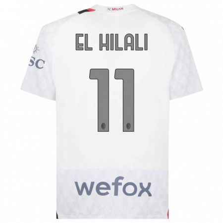 Kandiny Niño Camiseta Youns El Hilali #11 Blanco 2ª Equipación 2023/24 La Camisa Chile