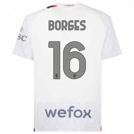 Kandiny Niño Camiseta Lenny Borges #16 Blanco 2ª Equipación 2023/24 La Camisa Chile