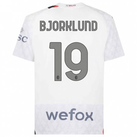 Kandiny Niño Camiseta Lukas Bjorklund #19 Blanco 2ª Equipación 2023/24 La Camisa Chile