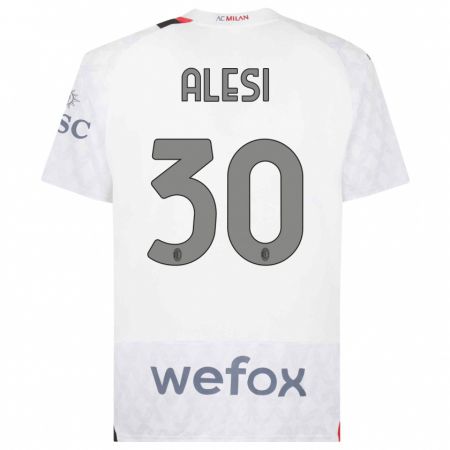 Kandiny Niño Camiseta Gabriele Alesi #30 Blanco 2ª Equipación 2023/24 La Camisa Chile