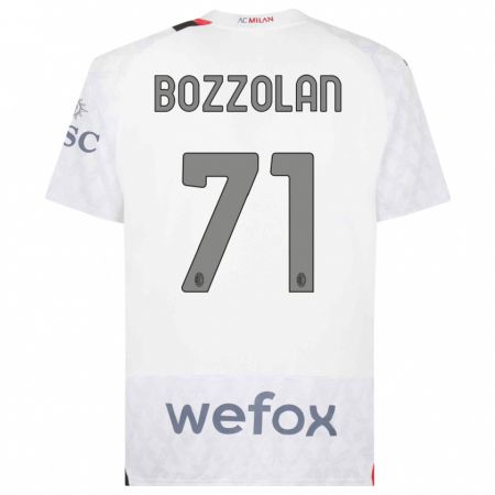 Kandiny Niño Camiseta Andrea Bozzolan #71 Blanco 2ª Equipación 2023/24 La Camisa Chile