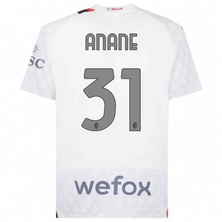 Kandiny Niño Camiseta Emmanuel Anane #31 Blanco 2ª Equipación 2023/24 La Camisa Chile
