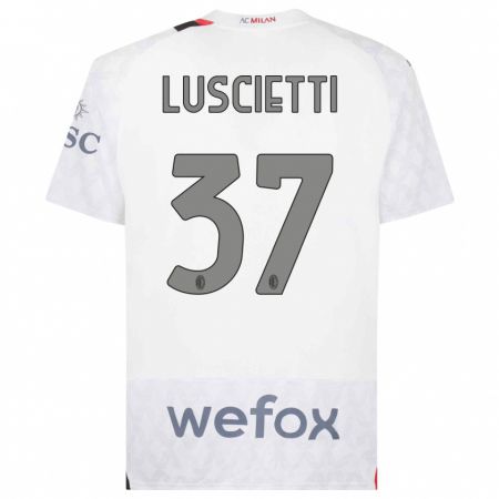 Kandiny Niño Camiseta Abebe Luscietti #37 Blanco 2ª Equipación 2023/24 La Camisa Chile