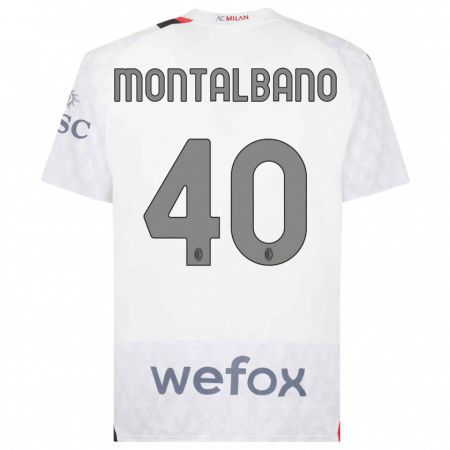 Kandiny Niño Camiseta Nicolo Montalbano #40 Blanco 2ª Equipación 2023/24 La Camisa Chile