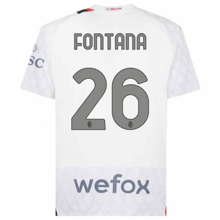 Kandiny Niño Camiseta Francesco Fontana #26 Blanco 2ª Equipación 2023/24 La Camisa Chile