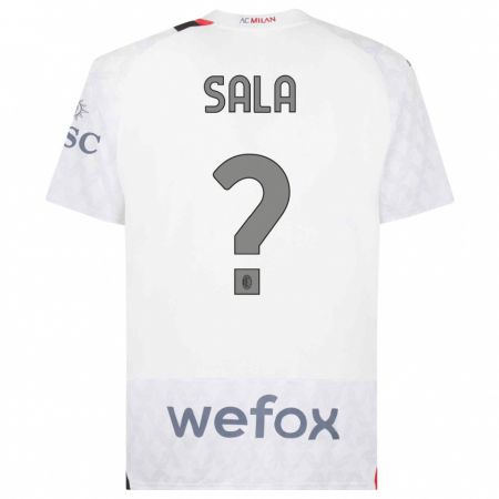 Kandiny Niño Camiseta Mattia Sala #0 Blanco 2ª Equipación 2023/24 La Camisa Chile