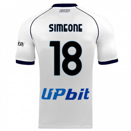 Kandiny Niño Camiseta Giovanni Simeone #18 Blanco 2ª Equipación 2023/24 La Camisa Chile