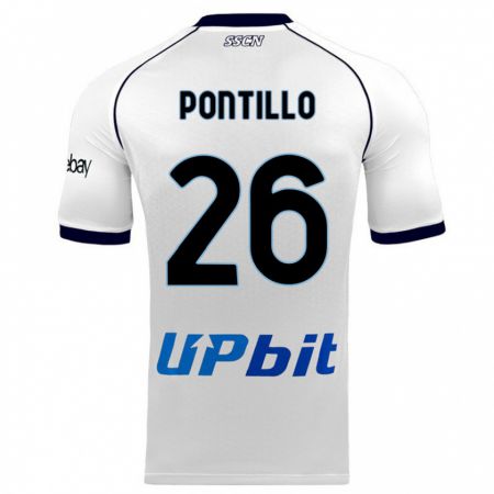 Kandiny Niño Camiseta Pasquale Pontillo #26 Blanco 2ª Equipación 2023/24 La Camisa Chile