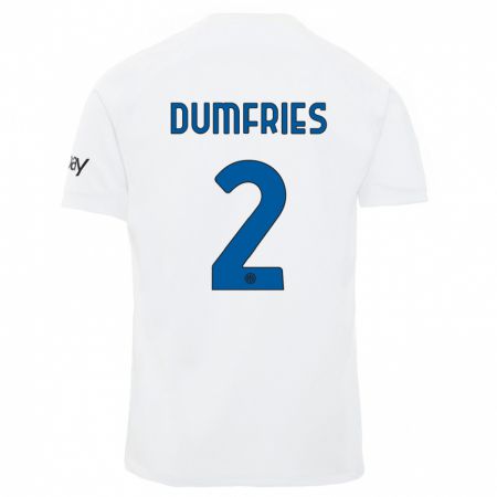 Kandiny Niño Camiseta Denzel Dumfries #2 Blanco 2ª Equipación 2023/24 La Camisa Chile