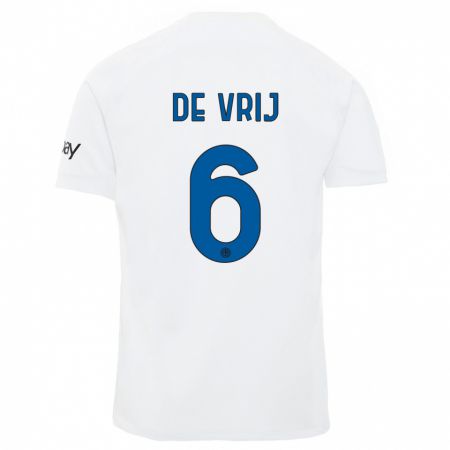 Kandiny Niño Camiseta Stefan De Vrij #6 Blanco 2ª Equipación 2023/24 La Camisa Chile