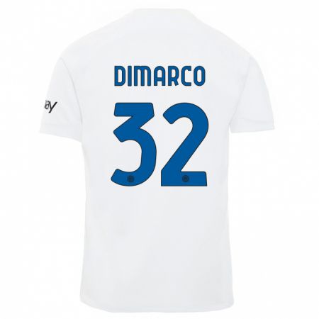 Kandiny Niño Camiseta Federico Dimarco #32 Blanco 2ª Equipación 2023/24 La Camisa Chile