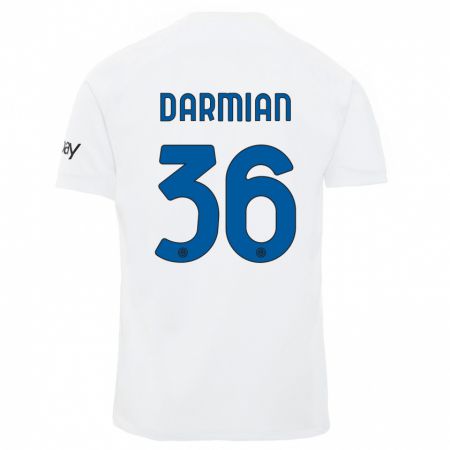 Kandiny Niño Camiseta Matteo Darmian #36 Blanco 2ª Equipación 2023/24 La Camisa Chile