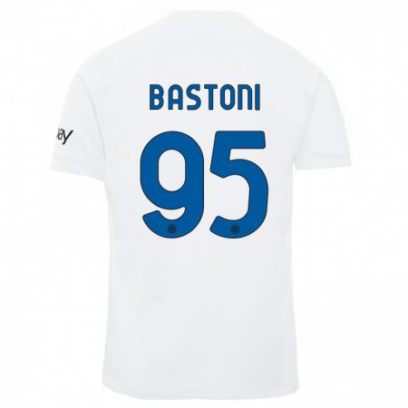 Kandiny Niño Camiseta Alessandro Bastoni #95 Blanco 2ª Equipación 2023/24 La Camisa Chile