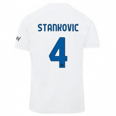 Kandiny Niño Camiseta Aleksandar Stankovic #4 Blanco 2ª Equipación 2023/24 La Camisa Chile