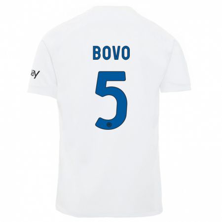 Kandiny Niño Camiseta Leonardo Bovo #5 Blanco 2ª Equipación 2023/24 La Camisa Chile