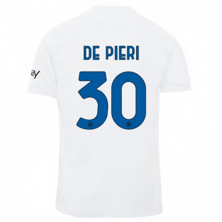 Kandiny Niño Camiseta Giacomo De Pieri #30 Blanco 2ª Equipación 2023/24 La Camisa Chile