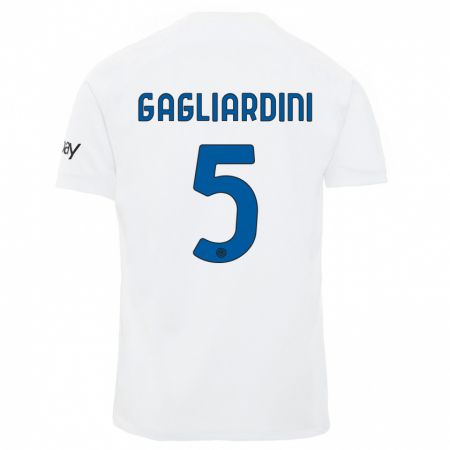 Kandiny Niño Camiseta Roberto Gagliardini #5 Blanco 2ª Equipación 2023/24 La Camisa Chile