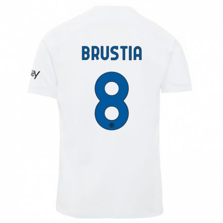 Kandiny Niño Camiseta Martina Brustia #8 Blanco 2ª Equipación 2023/24 La Camisa Chile