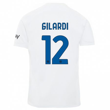 Kandiny Niño Camiseta Astrid Gilardi #12 Blanco 2ª Equipación 2023/24 La Camisa Chile