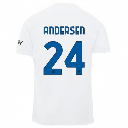 Kandiny Niño Camiseta Silas Andersen #24 Blanco 2ª Equipación 2023/24 La Camisa Chile