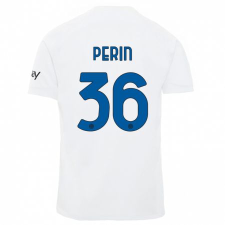 Kandiny Niño Camiseta Nicolo Perin #36 Blanco 2ª Equipación 2023/24 La Camisa Chile