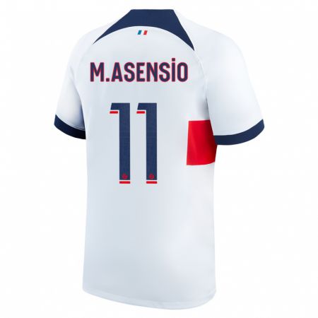 Kandiny Niño Camiseta Marco Asensio #11 Blanco 2ª Equipación 2023/24 La Camisa Chile