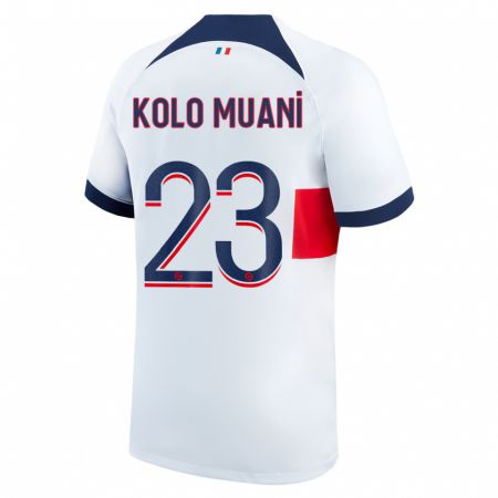 Kandiny Niño Camiseta Randal Kolo Muani #23 Blanco 2ª Equipación 2023/24 La Camisa Chile