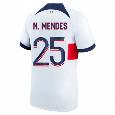 Kandiny Niño Camiseta Nuno Mendes #25 Blanco 2ª Equipación 2023/24 La Camisa Chile