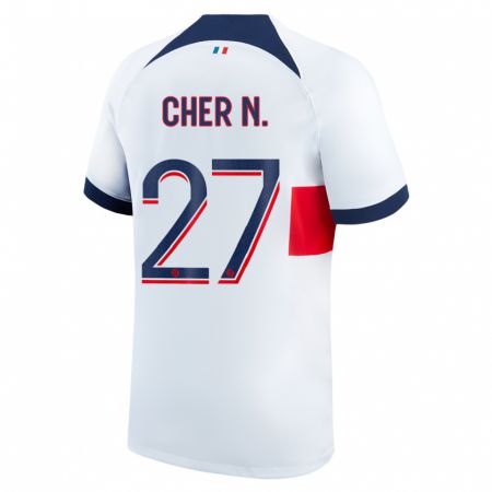 Kandiny Niño Camiseta Cher Ndour #27 Blanco 2ª Equipación 2023/24 La Camisa Chile