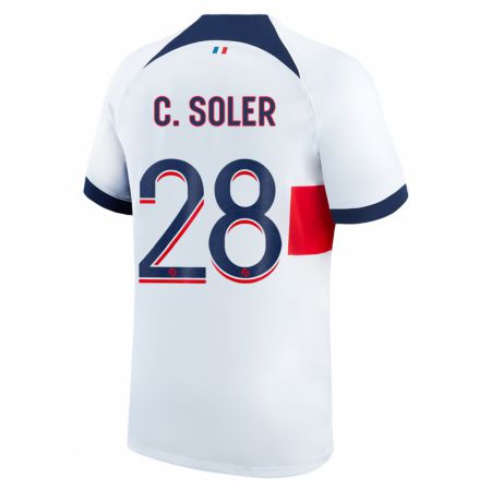 Kandiny Niño Camiseta Carlos Soler #28 Blanco 2ª Equipación 2023/24 La Camisa Chile
