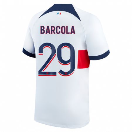 Kandiny Niño Camiseta Bradley Barcola #29 Blanco 2ª Equipación 2023/24 La Camisa Chile