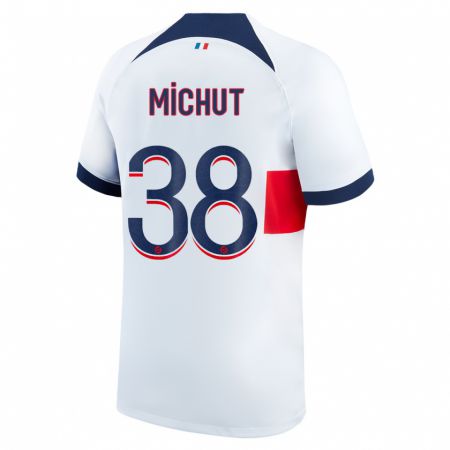 Kandiny Niño Camiseta Edouard Michut #38 Blanco 2ª Equipación 2023/24 La Camisa Chile