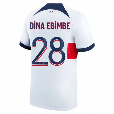 Kandiny Niño Camiseta Eric Junior Dina Ebimbe #28 Blanco 2ª Equipación 2023/24 La Camisa Chile