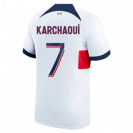 Kandiny Niño Camiseta Sakina Karchaoui #7 Blanco 2ª Equipación 2023/24 La Camisa Chile