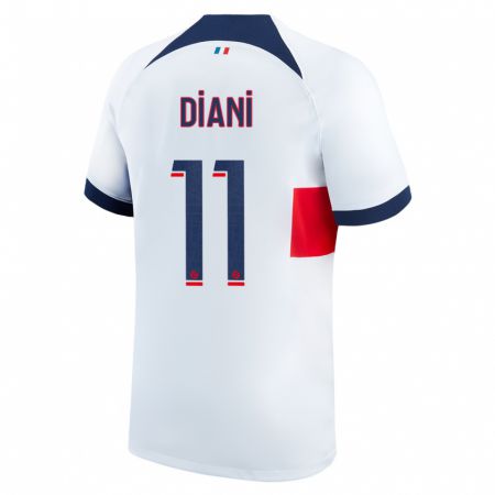 Kandiny Niño Camiseta Kadidiatou Diani #11 Blanco 2ª Equipación 2023/24 La Camisa Chile