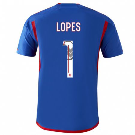 Kandiny Niño Camiseta Anthony Lopes #1 Azul Rojo 2ª Equipación 2023/24 La Camisa Chile