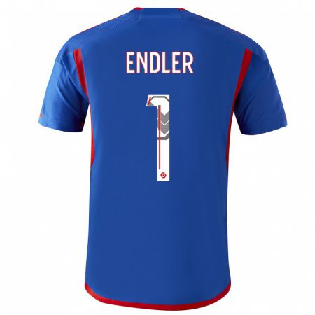 Kandiny Niño Camiseta Christiane Endler #1 Azul Rojo 2ª Equipación 2023/24 La Camisa Chile