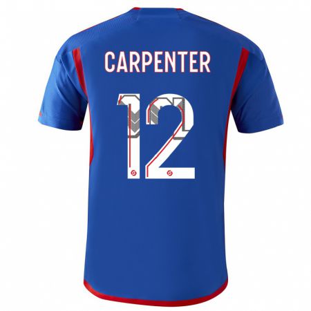 Kandiny Niño Camiseta Ellie Carpenter #12 Azul Rojo 2ª Equipación 2023/24 La Camisa Chile