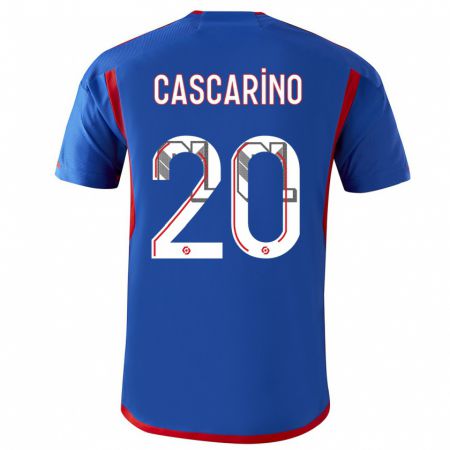 Kandiny Niño Camiseta Delphine Cascarino #20 Azul Rojo 2ª Equipación 2023/24 La Camisa Chile