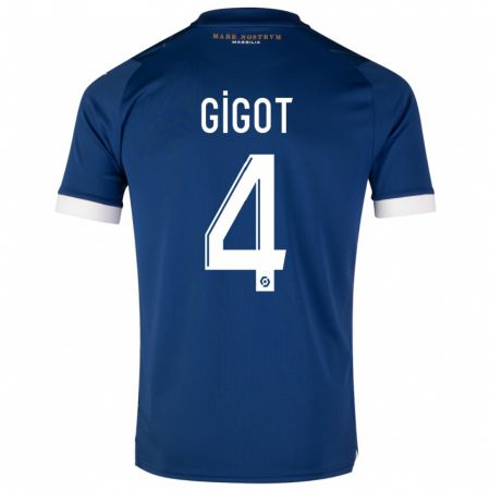Kandiny Niño Camiseta Samuel Gigot #4 Azul Oscuro 2ª Equipación 2023/24 La Camisa Chile