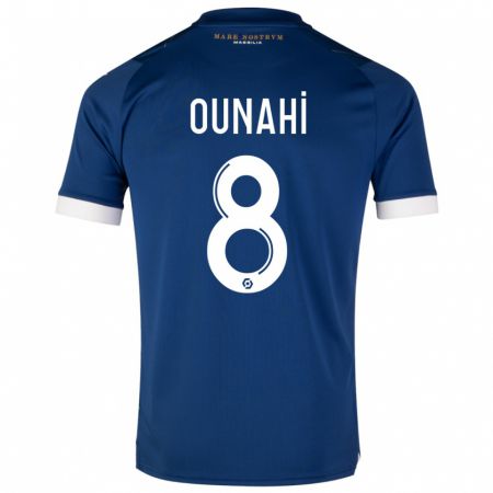 Kandiny Niño Camiseta Azzedine Ounahi #8 Azul Oscuro 2ª Equipación 2023/24 La Camisa Chile