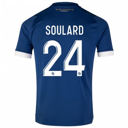 Kandiny Niño Camiseta Amandine Soulard #24 Azul Oscuro 2ª Equipación 2023/24 La Camisa Chile