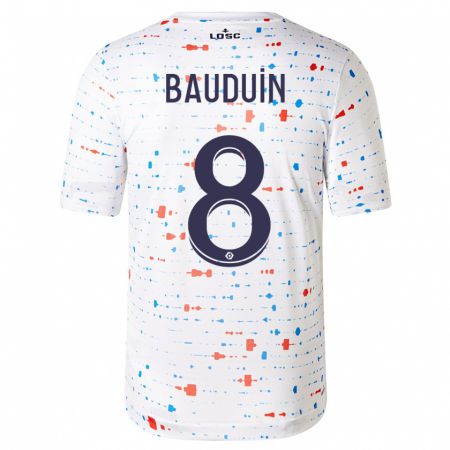 Kandiny Niño Camiseta Justine Bauduin #8 Blanco 2ª Equipación 2023/24 La Camisa Chile